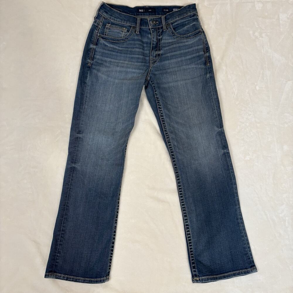 BKE Jake Men's Bootcut Jeans 31x30 (Fits 28x29) Medium Wash Thick Stitch Denim